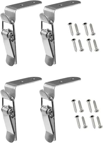 4pcs 90 Degree Hook Lock Bolt Stainless Steel Spring Loaded Draw Toggle Latch Clamp(4Pcs Without lock) in Kuwait