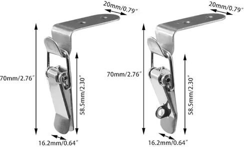 4pcs 90 Degree Hook Lock Bolt Stainless Steel Spring Loaded Draw Toggle Latch Clamp(4Pcs Without lock) in Kuwait