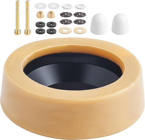 VEVOR Toilet Wax Ring Kit, 1.6-Inch Extra Thick Wax Ring for Toilet Bowls with Rust-Resistant Brass Bolts, Caps and Washers, Fits 3-Inch or 4-Inch Drain Pipes, Superior Sealing Performance in Saudi Arabia