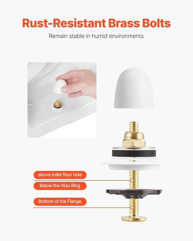 VEVOR Toilet Wax Ring Kit, 1.6-Inch Extra Thick Wax Ring for Toilet Bowls with Rust-Resistant Brass Bolts, Caps and Washers, Fits 3-Inch or 4-Inch Drain Pipes, Superior Sealing Performance in Saudi Arabia