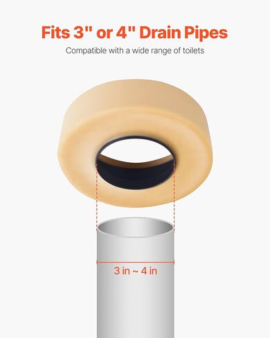 VEVOR Toilet Wax Ring Kit, 1.6-Inch Extra Thick Wax Ring for Toilet Bowls with Rust-Resistant Brass Bolts, Caps and Washers, Fits 3-Inch or 4-Inch Drain Pipes, Superior Sealing Performance in Saudi Arabia