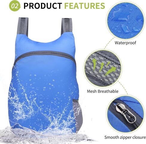 20L Ultra Heaking-Daypack Lightweight Travel Packpack يمكن تعبئتها للتخييم في الهواء الطلق ، أسود in Saudi Arabia