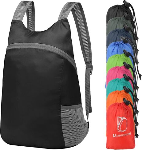 20L Ultra Heaking-Daypack Lightweight Travel Packpack يمكن تعبئتها للتخييم في الهواء الطلق ، أسود in Kuwait