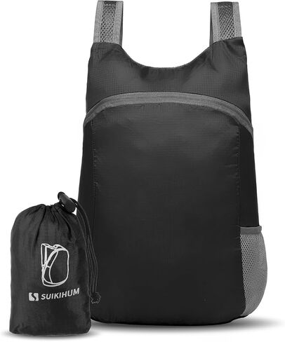 20L Ultra Heaking-Daypack Lightweight Travel Packpack يمكن تعبئتها للتخييم في الهواء الطلق ، أسود in Kuwait