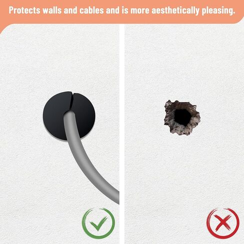 طقم توجيه Grommet Cable Cable لثقب الجدار 3/4 بوصة ، إكسسوارات جدران جدار ، بما في ذلك 4 حلقات جدار سيليكون 3/4 بوصة بتات ، 5/16 بوصة ، و 40 مقاطع سلك الحائط in Kuwait