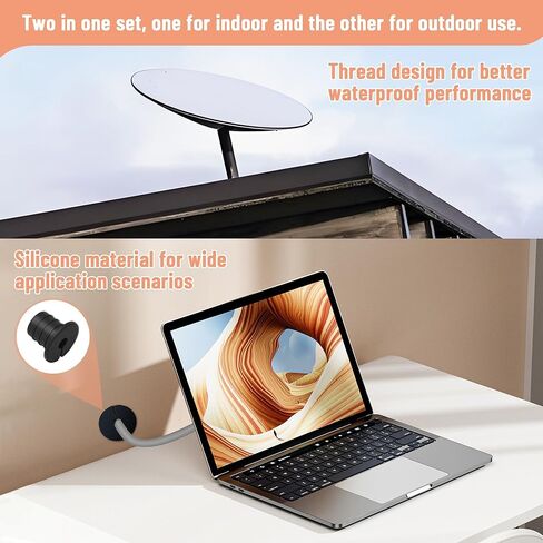 طقم توجيه Grommet Cable Cable لثقب الجدار 3/4 بوصة ، إكسسوارات جدران جدار ، بما في ذلك 4 حلقات جدار سيليكون 3/4 بوصة بتات ، 5/16 بوصة ، و 40 مقاطع سلك الحائط in Kuwait