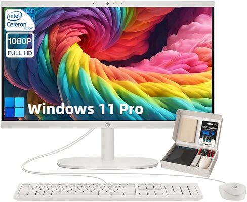 HP 21.5 بوصة الكمبيوتر المكتبي الكل في واحد-Office Lifetime & Win 11 Pro | عرض FHD مضاد للوهج | Intel Celeron | HDMI | wifi6 | كاميرا الويب | مع إكسسوارات الحزمة | 32 جيجابايت ذاكرة الوصول العشوائي + 1 تيرابايت SSD in Kuwait