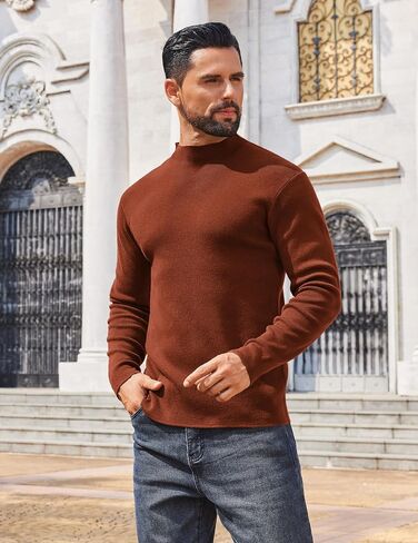 COOFANDY Mens Mock Turtleneck Sweater Long Sleeve Basic Thermal Undershirt Slim Fit Lightweight Pullover Sweaters in Saudi Arabia