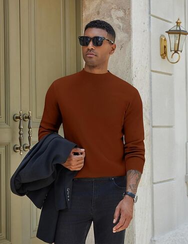 COOFANDY Mens Mock Turtleneck Sweater Long Sleeve Basic Thermal Undershirt Slim Fit Lightweight Pullover Sweaters in Saudi Arabia