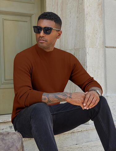 COOFANDY Mens Mock Turtleneck Sweater Long Sleeve Basic Thermal Undershirt Slim Fit Lightweight Pullover Sweaters in Saudi Arabia