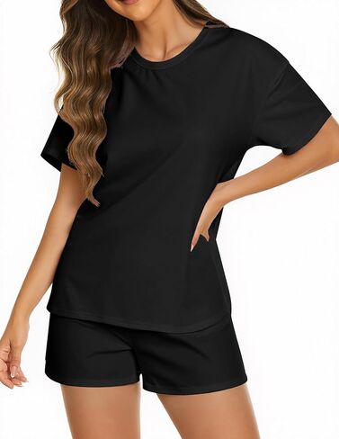 KFUBUO Women 2 Piece Pajamas Set Cute Summer Pj Short Sleeve and Shorts Matching Sleepwear in Kuwait