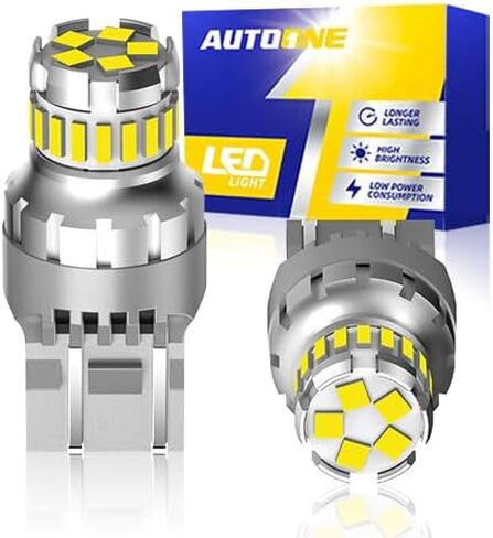 AutoOne 7440 7443 LED Strobe Light Light Light Red ، 2800lm وميض فلاش وميض مصابيح LED LED لمصابيح T20 W21W 7441 7444 7443R ، 300 ٪ Canbus جاهزة. in Kuwait