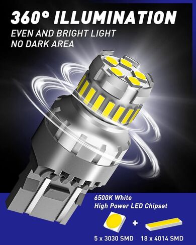 AutoOne 7440 7443 LED Strobe Light Light Light Red ، 2800lm وميض فلاش وميض مصابيح LED LED لمصابيح T20 W21W 7441 7444 7443R ، 300 ٪ Canbus جاهزة. in Kuwait