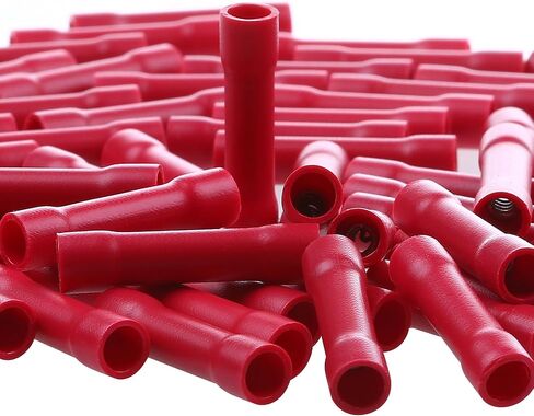 AIRIC UL Listed Red Butt Connectors Crimp Splice Terminals 100 pcs 22-16 AWG Electrical Connector, Fully Insulated PVC Wiring Crimps Terminal for 22,20,18,16 Gauge Wire in Kuwait