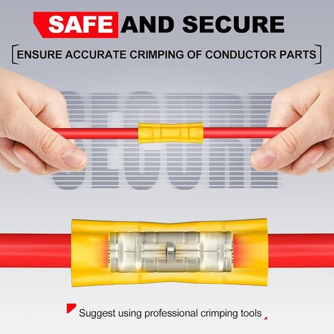 AIRIC UL Listed Red Butt Connectors Crimp Splice Terminals 100 pcs 22-16 AWG Electrical Connector, Fully Insulated PVC Wiring Crimps Terminal for 22,20,18,16 Gauge Wire in Kuwait