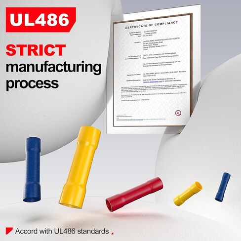 AIRIC UL Listed Red Butt Connectors Crimp Splice Terminals 100 pcs 22-16 AWG Electrical Connector, Fully Insulated PVC Wiring Crimps Terminal for 22,20,18,16 Gauge Wire in Kuwait
