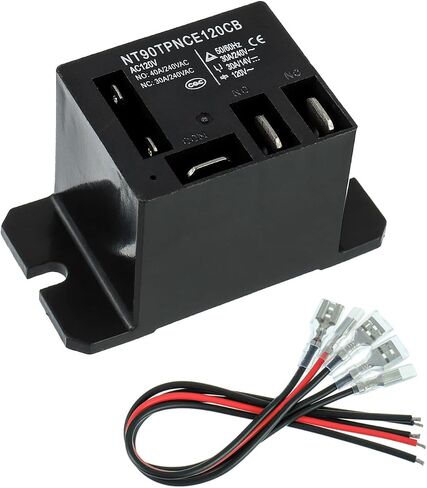 1 Pack NT90-AC120V-10X Power Relay AC 120V Coil 30A 40A SPDT(1NO 1NC) Mini Relay with Flange Mounting and 5pcs Quick Connect Terminals Wires in Kuwait