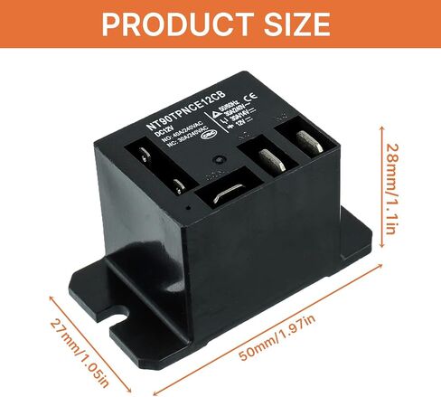 1 Pack NT90-AC120V-10X Power Relay AC 120V Coil 30A 40A SPDT(1NO 1NC) Mini Relay with Flange Mounting and 5pcs Quick Connect Terminals Wires in Kuwait