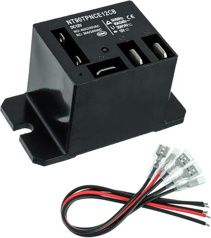 1 Pack NT90-AC120V-10X Power Relay AC 120V Coil 30A 40A SPDT(1NO 1NC) Mini Relay with Flange Mounting and 5pcs Quick Connect Terminals Wires in Kuwait