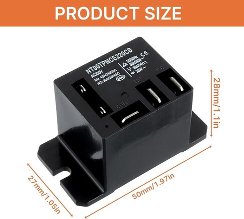 1 Pack NT90-AC120V-10X Power Relay AC 120V Coil 30A 40A SPDT(1NO 1NC) Mini Relay with Flange Mounting and 5pcs Quick Connect Terminals Wires in Kuwait