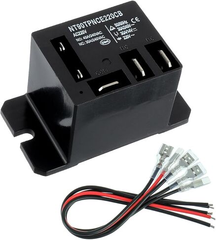 1 Pack NT90-AC120V-10X Power Relay AC 120V Coil 30A 40A SPDT(1NO 1NC) Mini Relay with Flange Mounting and 5pcs Quick Connect Terminals Wires in Kuwait