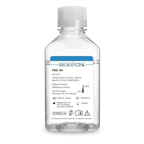 Phosphate Buffered Saline 10×, 500ml Lab PBS Buffer 0.1um Filtration, 7.4±0.1pH, Sterilize, 10 ×Concentrate, 500ml/Bottle in Saudi Arabia