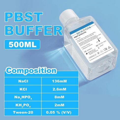 Lab PBST Buffer, 500ml Phosphate Buffered Saline with Tween-20 (1×), 0.1um Filtration Sterilized, 7.4 pH, 1×Concentrate, 500ml/Bottle in Saudi Arabia