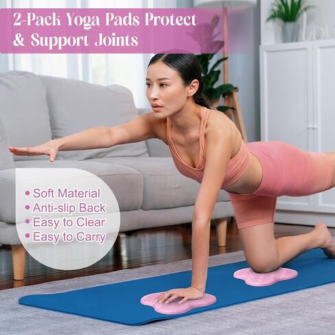 5 Pcs Yoga Blocks Knee Pads Yoga Strap Set Soft Premium Foam Blocks Accessories for Pilates Meditation General Fitness Stability, Kneeling, Balance, Deepen Stretches and Toning in Saudi Arabia
