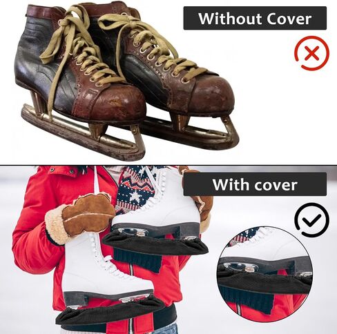 Prasacco 1 Pair Ice Skate Guards, Ice Skate Blade Covers Guards for Hockey Skates Figure Skates and Ice Skates Winter Skating Soakers Cover Blades Skate Blade Protector for Kids Adult (S Black) in Saudi Arabia