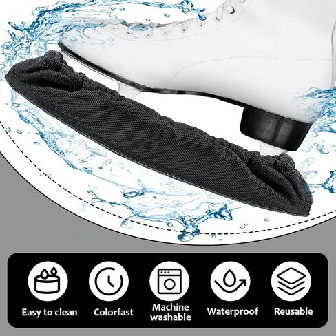 Prasacco 1 Pair Ice Skate Guards, Ice Skate Blade Covers Guards for Hockey Skates Figure Skates and Ice Skates Winter Skating Soakers Cover Blades Skate Blade Protector for Kids Adult (S Black) in Saudi Arabia