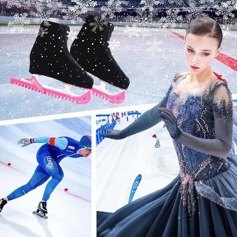 أغطية التمهيد Ifoyo Ice Skate ، وملحقات التزلج للتزلج على التزلج ، أو أغطية التمهيد للتزلج لأحذية التزلج أو الجليد ، وغطاء أحذية التزلج للأطفال البالغين (الأسود) in Kuwait