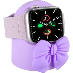 Charger Stand Compatible with Apple Watch Series 49/46/45/44/42/41/40/38mm iWatch Ultra2/Ultra/10/9/8/SE2/7/6/SE/5/4/3/2/1,Silicone Charging Dock Organizer Supports Night Stand Mode in Kuwait