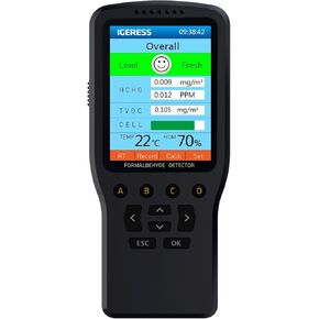 Air Quality Monitor Indoor, 8 in 1 Formaldehyde Detector, voc Meter, Detect Indoor HCHO,TVOC,AQI,PM2.5,PM10,PM1.0,Temperature and Humidity Tester. Colorful LCD Screen & USB Charging in Saudi Arabia