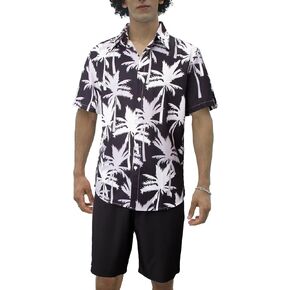 VahRuta Mens Beach Vacation Clothes 2025 Summer Outfits Floral Hawaiian Button Down Shirt and Shorts Set in Kuwait