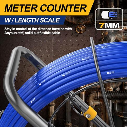 Anysun Sewer Camera Self Leveling with 512Hz Sonde, 7MM Thick Pushrod, Length Mark, 32GB Card, 9'' HD Monitor with DVR, 165Ft Sewer Scope Pipe Drain Inspection Camera IP68 Borescope w/Adjustable LEDs in Saudi Arabia