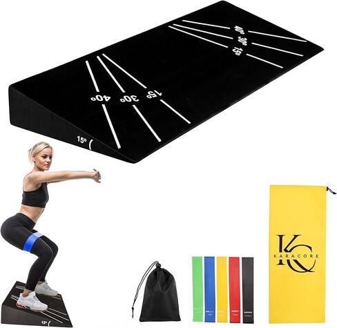 القرفصاء إسفين 15 ° -40 ° مائل مع 5 نطاقات مقاومة-لوحات خارجية غير قابلة للانزلاق من أجل القرفصاء العميق والتمدد-سعة 1000 رطل in Kuwait