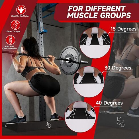 القرفصاء إسفين 15 ° -40 ° مائل مع 5 نطاقات مقاومة-لوحات خارجية غير قابلة للانزلاق من أجل القرفصاء العميق والتمدد-سعة 1000 رطل in Kuwait