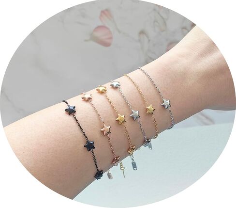 Dainty Star Bracelet for Women,Stainless Steel 3 Stars Chain Adjustable Size in Saudi Arabia