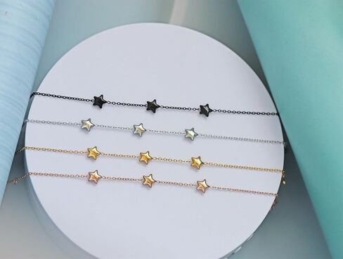 Dainty Star Bracelet for Women,Stainless Steel 3 Stars Chain Adjustable Size in Saudi Arabia