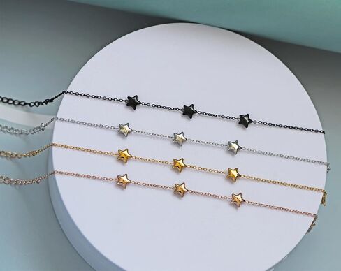 Dainty Star Bracelet for Women,Stainless Steel 3 Stars Chain Adjustable Size in Saudi Arabia