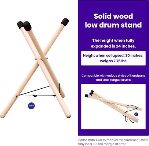 ASTEMAN Handpan Stand – Adjustable Wooden Triangle Drum Stand, Compatible with Handpans/Tongue Drums/Steel Tongue Drums, Fits 12-22 Inch Instruments (Short Wooden Drum Stand) in Kuwait