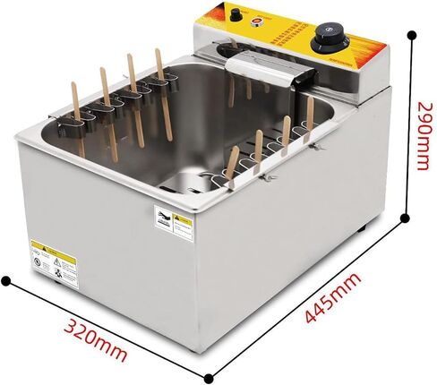 12 L Commercial Corn Dog fryer Korean Corndogs Hot Dogs Maker Machine Waffle Stick Maker Mozzarella with 8 detachable hooks for Snack Stainless Steel in Saudi Arabia