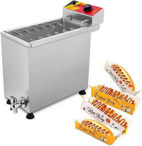 12 L Commercial Corn Dog fryer Korean Corndogs Hot Dogs Maker Machine Waffle Stick Maker Mozzarella with 8 detachable hooks for Snack Stainless Steel in Saudi Arabia