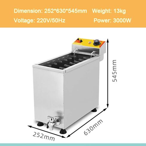 12 L Commercial Corn Dog fryer Korean Corndogs Hot Dogs Maker Machine Waffle Stick Maker Mozzarella with 8 detachable hooks for Snack Stainless Steel in Saudi Arabia