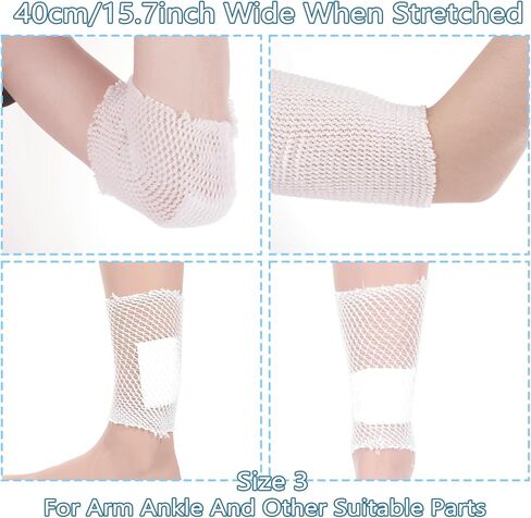 Grevosea 2 Roll 2m Stockinette Tubing for Arm, Elastic Tubular Bandage Net Wound Dressing Compression Bandage Wrap Tubular Gauze Sleeve Without The Use of Adhesive Tape (Size 3) in Saudi Arabia