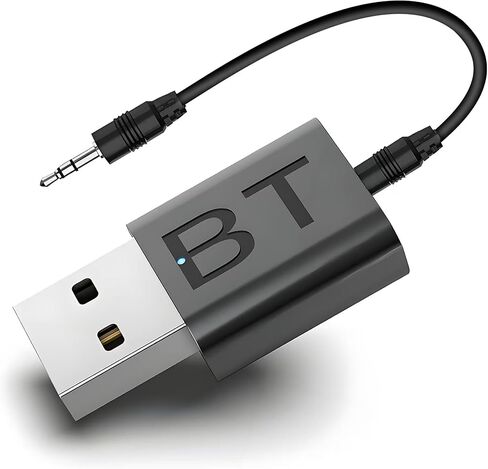 Mini 2-in-1 USB Bluetooth Receiver,Bluetooth 5.4 Wireless Audio Adapter 3.5mm Car Kit Music Receiver for Home/Car Stereo Sound System, Portable Speskers, (Aux in) with 3.5mm Cable in Kuwait