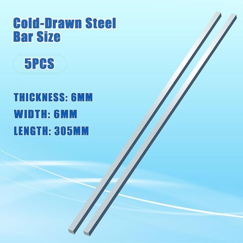5 Pieces Square Steel Key Stock Bar, Zn-Coated Cold Drawn Steel Bars, 0.236" x 0.236" x 12" Flat Metal Key Stock in Saudi Arabia