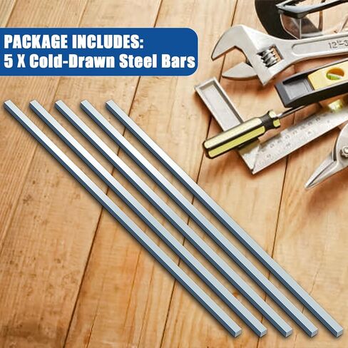5 Pieces Square Steel Key Stock Bar, Zn-Coated Cold Drawn Steel Bars, 0.236" x 0.236" x 12" Flat Metal Key Stock in Saudi Arabia