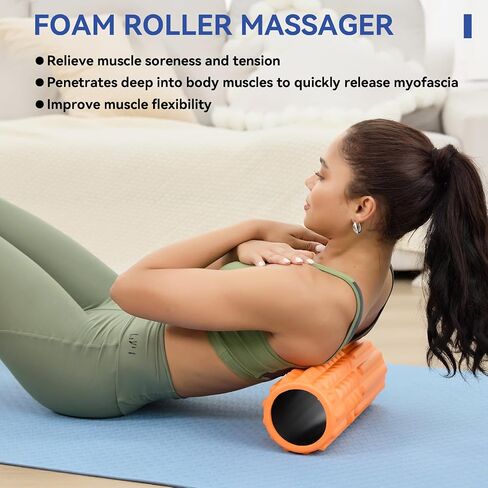 5 in 1 Foam Roller Set - Back Roller Foam, Massage Roller Stick, Massage Ball, Resistance Band for Physical Therapy & Deep Tissue Muscle Massage (Green) in Saudi Arabia