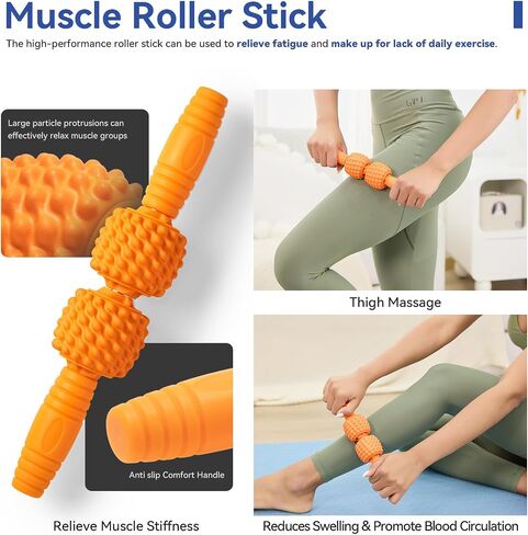 5 in 1 Foam Roller Set - Back Roller Foam, Massage Roller Stick, Massage Ball, Resistance Band for Physical Therapy & Deep Tissue Muscle Massage (Green) in Saudi Arabia